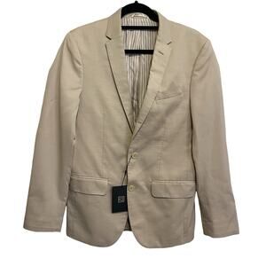 THE BLK TUX Men's TOLLEGNO 1900 Beige Suit Jacket 100% Italian Merino Wool
